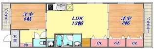 サンパレス倉石【4階】の間取り