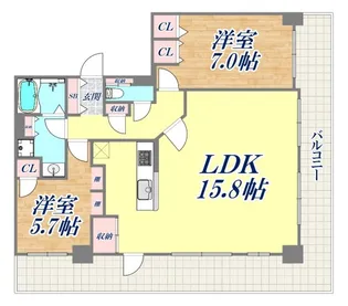 ライオンズタワー神戸旧居留地【1107号室】の間取り