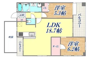 ワコーレアーバンステージ三宮【2階】の間取り