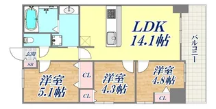 レジディア三宮東【12階】の間取り
