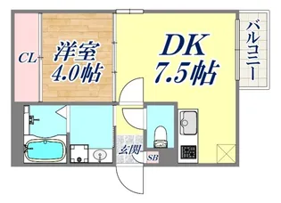 ルミエール西代B棟【1階】の間取り