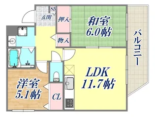 ハウゼ・ケイ魚崎【4階】の間取り