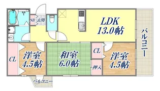 カルム湊川【6階】の間取り