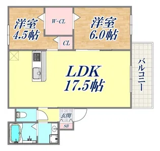 グランデュオ三宮2【5階】の間取り
