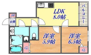 ロイヤルヒル神戸三ノ宮2【10階】の間取り