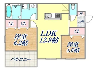 ブル・マリーノ衣掛【2階】の間取り