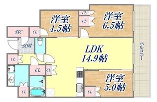 プラウドタワー神戸垂水【7階】の間取り