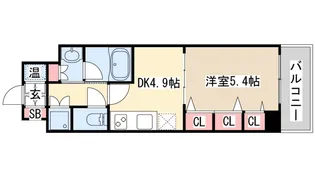 レジディア神戸磯上【8階】の間取り