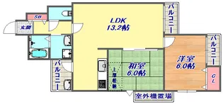 ワコーレグリーンコート芦屋【2階】の間取り