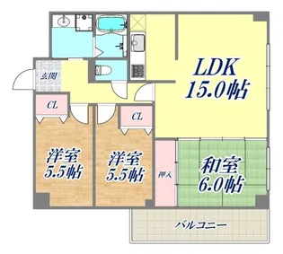 リアンジェ六甲【3階】の間取り