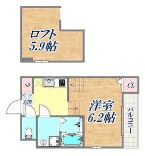 ハーモニーテラス矢部町【1階】の間取り