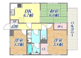 セントラルハイツ三宮東【3階】の間取り