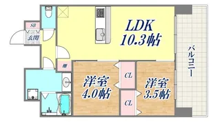 プレサンス神戸長田マリエント【9階】の間取り