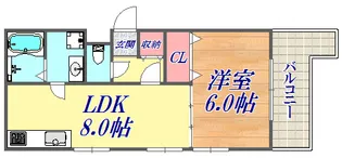 ラムール三宮【4階】の間取り