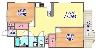 サンプラザ魚崎【3階】の間取り
