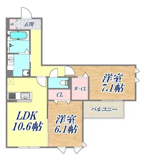 ラポール岡本【2階】の間取り