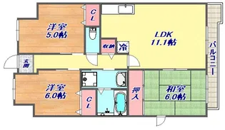 リヴェール御影【6階】の間取り