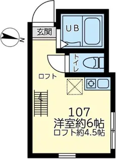 ロックガーデンズ三ツ沢【107号室】の間取り