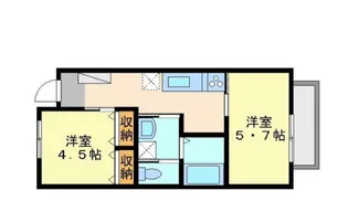 クレールメゾン花見橋【202b号室】の間取り