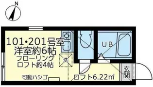 ユナイト七島スカイサンフラワー【106号室】の間取り