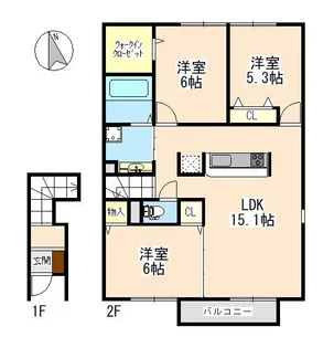 ガーデンハウス東落合8号棟【2階】の間取り