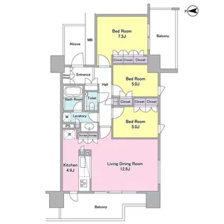 BLUE HARBOR TOWER みなとみらい【14階】の間取り