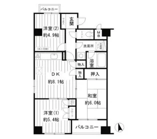 サニーヒルズあざみ野【1階】の間取り