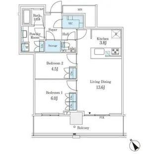 ザ・タワー横浜北仲【36階】の間取り