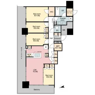 ドレッセタワー新綱島【29階】の間取り