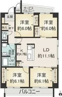 OSM植田・壱番館【4階】の間取り