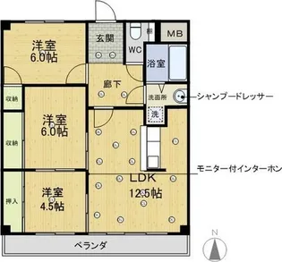 ヒルハイツ浅井【6階】の間取り
