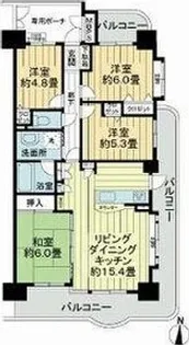ライオンズガーデン植田中央【4階】の間取り