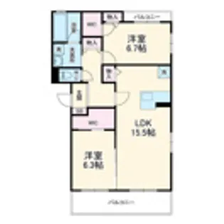 ヴェール梅里【302号室】の間取り