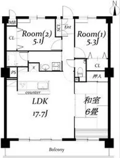 シャーウッド明徳公園【202号室】の間取り