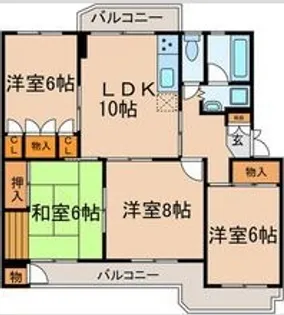 ラルジュ猪子石【2B号室】の間取り