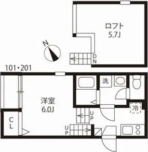 カームオーシャン【201【新生活応援CP】号室】の間取り