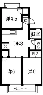 ジュネスマルフク C棟【2階】の間取り