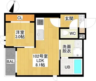 GRANDTIC Quon鳴海【1階】の間取り