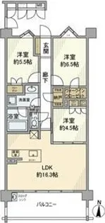 プレティナレジデンス植田【3階】の間取り