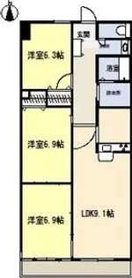 サンシティ貴船【1階】の間取り