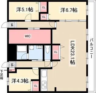 山手アベニュー【3階】の間取り