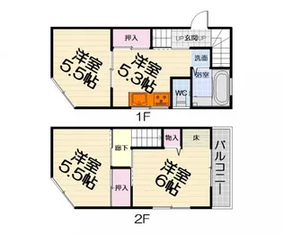 大阪府和泉市富秋町1丁目【一戸建】の間取り