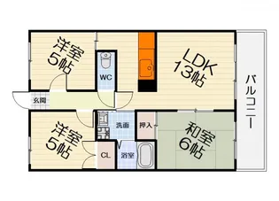 大阪府堺市西区草部【マンション】の間取り