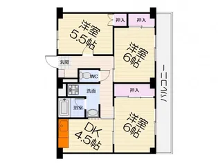 大阪府堺市西区草部【マンション】の間取り