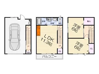 大阪府堺市中区深井清水町【テラスハウス】の間取り