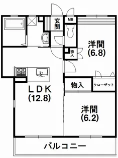 グリシーヌ【202号室】の間取り