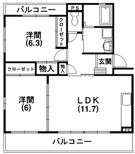 ハーヴェスト【102号室】の間取り