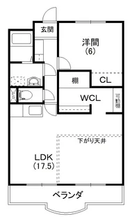 ロイヤルシティ高丘【401号室】の間取り