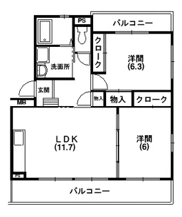 グロース【101号室】の間取り