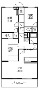 リヴェールセントラルハイツ【302号室】の間取り